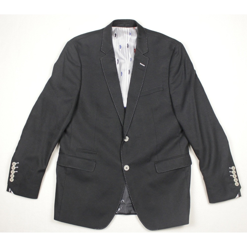 Maceoo Socrate Blazer Mens 42 / 3 M Black Statement Lined Sport Coat